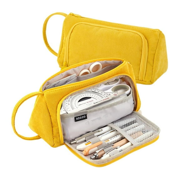Big Capacity Pencil Case Corduroy Large Pencil Pouch Portable Pen Bag Zipper Stationery Organizer Makeup Cosmetic Bags for Teens Girls Adults Student