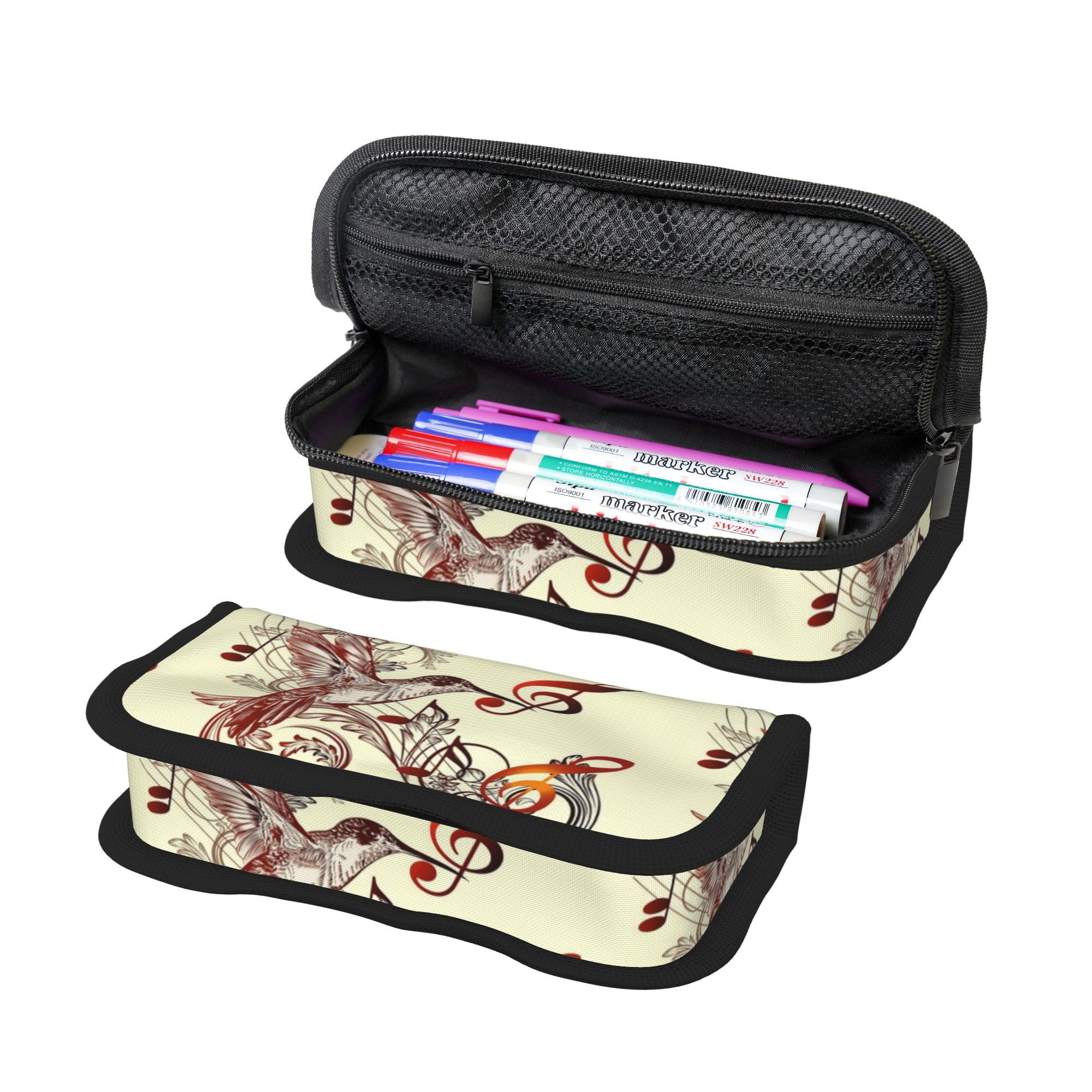 Pencil Box Notes Big Capacity Pencil Case Flying Bird And Music Notes Clef Five Line ...