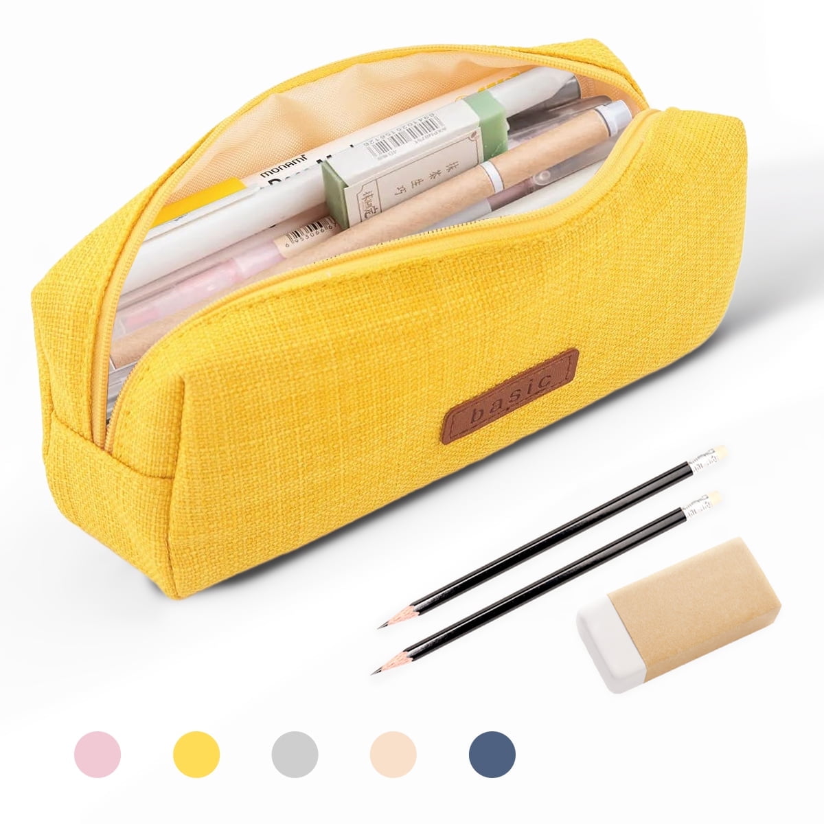 Spacious Pencil Case with Zipper, Stationery Pouch, Multicolored Cosmetic Bag for Boys & Girls