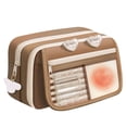 thumbnail image 1 of Big Capacity Pencil Case with 3 Compartments, Large Pencil Pouch Pen Bag Organizer for Office Essentials,Brown, 1 of 7