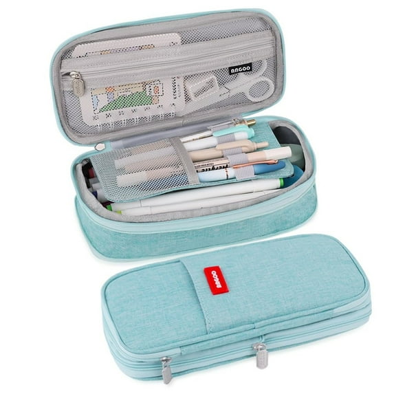 Big Capacity Pencil Pen Case Office College Large Storage High Capacity Bags Pouch Solid Color Holder Box Organizer Mint Green 9 In