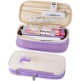 thumbnail image 1 of Big Capacity Pencil Pen Case Simple Stationery Bag College Office Organizer Purple, 1 of 6