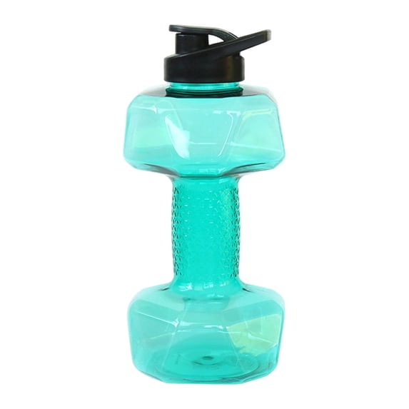 Big Capacity Watering Cup, Dumbbell Shape Drinking Water Bottle, Barbell Kettle Body Training Bottle for Outdoor Camping Travel (1500ml, Green)