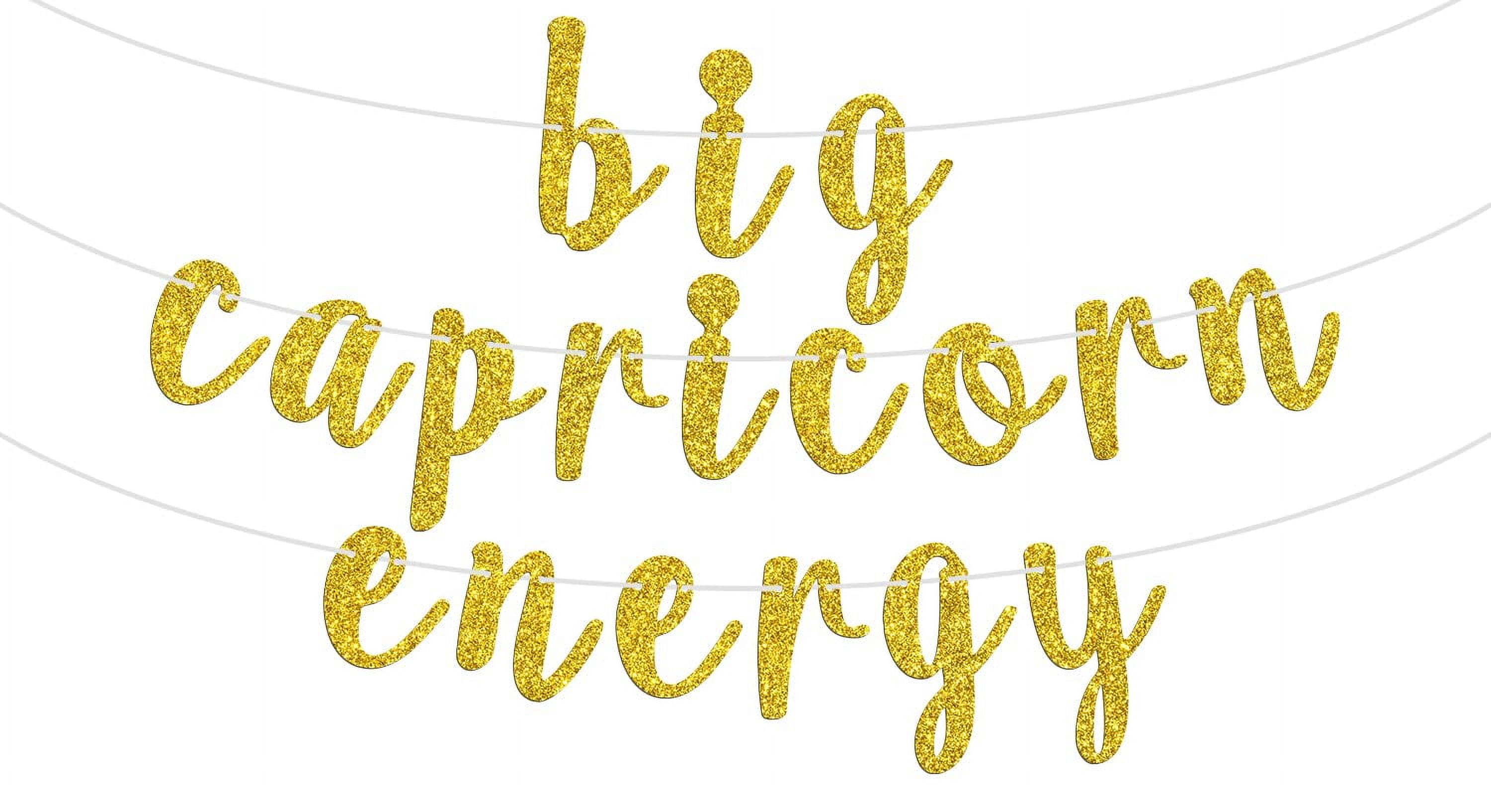 Big Capricorn Energy Banner – Glitzer-Wimpelkette Für Steinbock-Geburtstagspartys