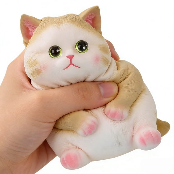 Big Cat 16 cm Handmade Soft Squishy Toy, Gray Cute Kitty Stress Relief, Slow Rebound Fidget for Adults & Teens, Relaxation & Desk Decor,dumpling squishy,squishy dumpling toy mystery Yellow