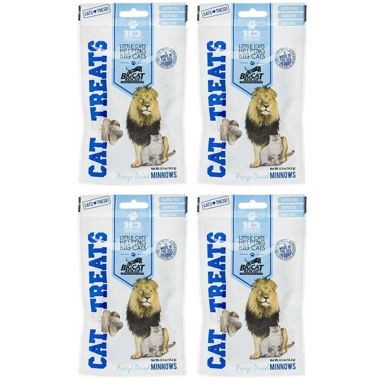Big Cat Rescue Freeze Dried Minnows Treats for Cats, 4 Pack of 0.5 oz  packages