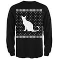 thumbnail image 1 of Big Cat Ugly Christmas Sweater Black Long Sleeve T-Shirt, 1 of 1