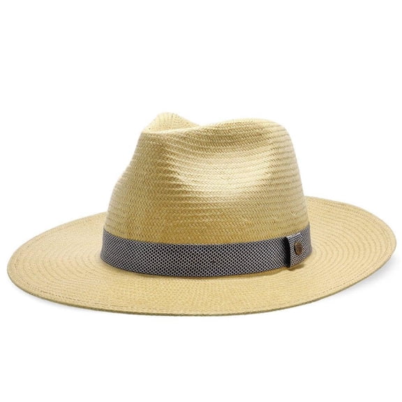 Walrus Hats Big Catch Natural Paper Braid Straw Fedora Hat for Men – Wide Brim Sun Hat with Band & Pin – Summer Beach Fishing Hat UV Protection