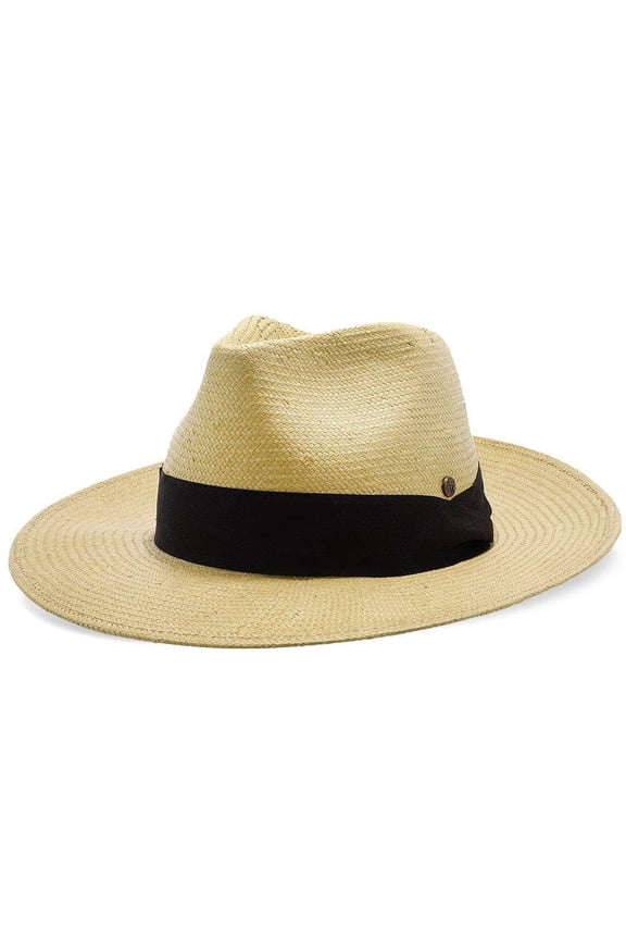 Big Catch Natural Paper Braid Straw Fedora Hat for Men – Wide Brim Sun Hat with Band & Pin – Summer Beach Fishing Hat UV Protection