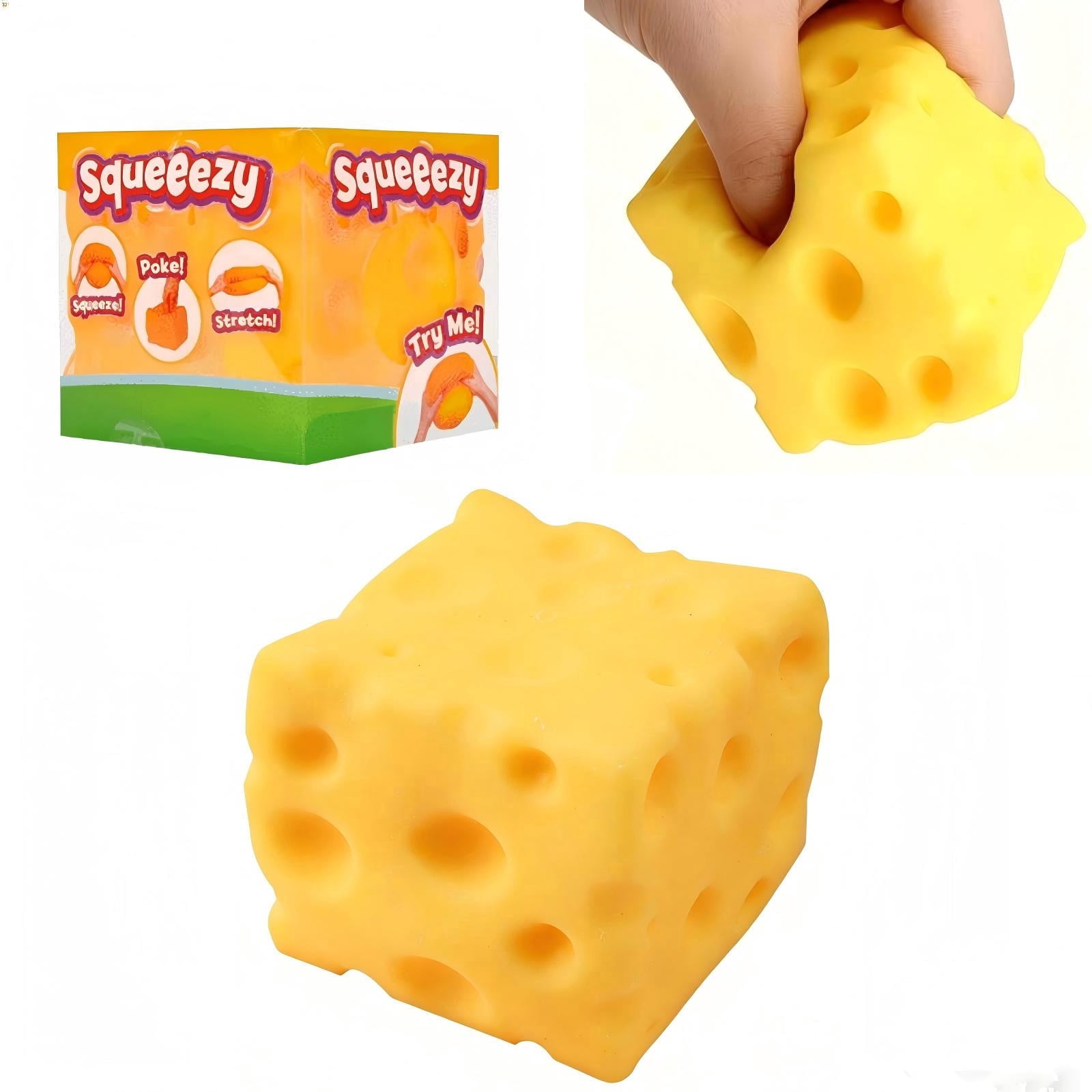Big Cheese Squishy , Jumbo Squishy Cheese Block Stress Relief Fidget Toy,Large Size Squeeze Toys for Holiday & Birthday Gifts (3 Inch)
