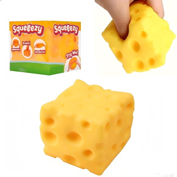Big Cheese Squishy , Jumbo Squishy Cheese Block Stress Relief Fidget Toy,Large Size Squeeze Toys for Holiday & Birthday Gifts (3 Inch)