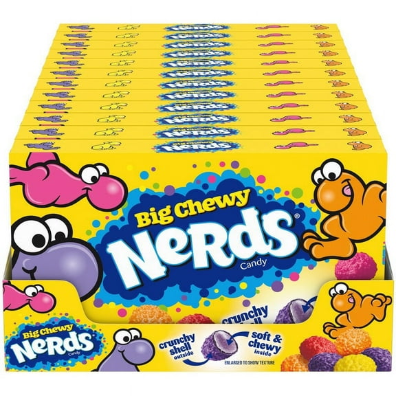 Big Chewy Nerds - 12-Pack Bulk Box with Grape, Lemon, Strawberry & Orange Flavors - 1.09 lb