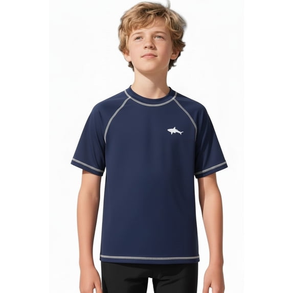 Big Chill Boys 2T-18 Shark Rash Guard Short Sleeve Long Sleeve Rashguard Swim Shirt UPF 50+