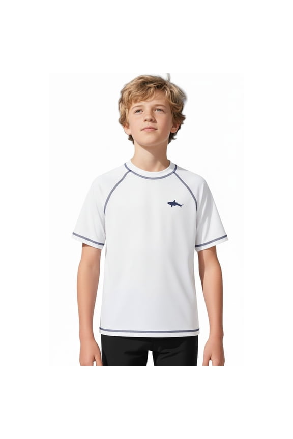 Boys 2T-18 Shark Rash Guard Short Sleeve Long Sleeve Rashguard Swim Shirt UPF 50+