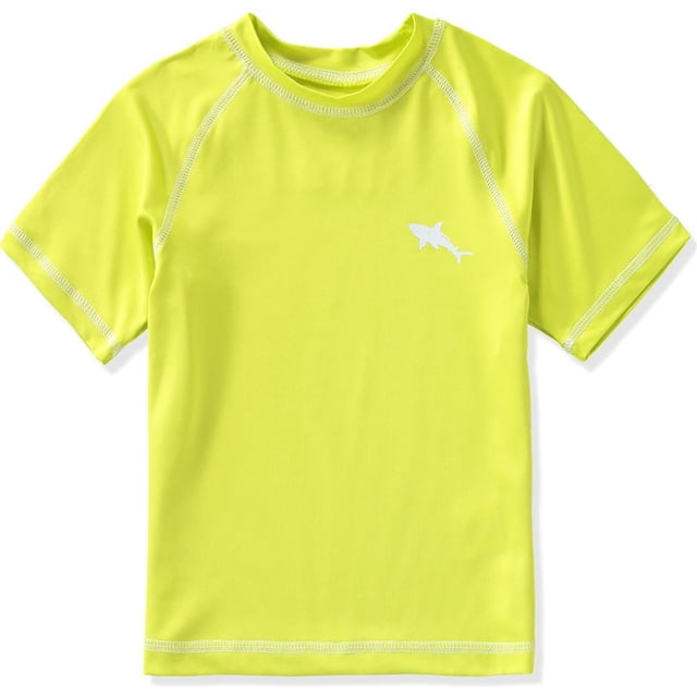 Kids Green Shark Long Sleeve Rash Guard Swim Shirt With UPF 50+