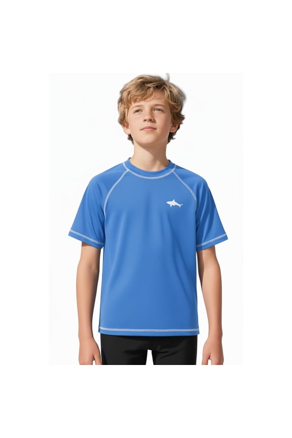 Boys 2T-18 Shark Rash Guard Short Sleeve Long Sleeve Rashguard Swim Shirt UPF 50+