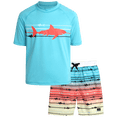 thumbnail image 1 of Big Chill Boys' Rash Guard Set - UPF 50+ Short Sleeve Swim Shirt and Bathing Suit Trunks - Swimwear Set for Boys (4-14), 1 of 7