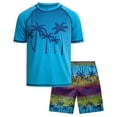 thumbnail image 1 of Big Chill Boys Swim Set - UPF50+ Short Sleeve Rash Guard Swim Shirt and Swim Trunks 2 Piece Set, 1 of 7