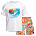thumbnail image 1 of Big Chill Boys Swim Set - UPF50+ Short Sleeve Rash Guard Swim Shirt and Swim Trunks 2 Piece Set, 1 of 5