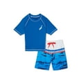thumbnail image 1 of Big Chill Boys Short Sleeve Rash Guard and Swim Trunks Set with UPF 50+, 2-Piece, Sizes 4-14, 1 of 3
