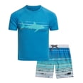 thumbnail image 1 of Big Chill Boys' Rash Guard Set - UPF 50+ Short Sleeve Swim Shirt and Bathing Suit Trunks - Swimwear Set for Boys (4-14), 1 of 3