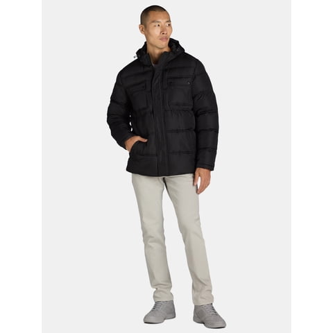 Men’s Quilted Puffer Coat with Hood, Sizes M-XXL