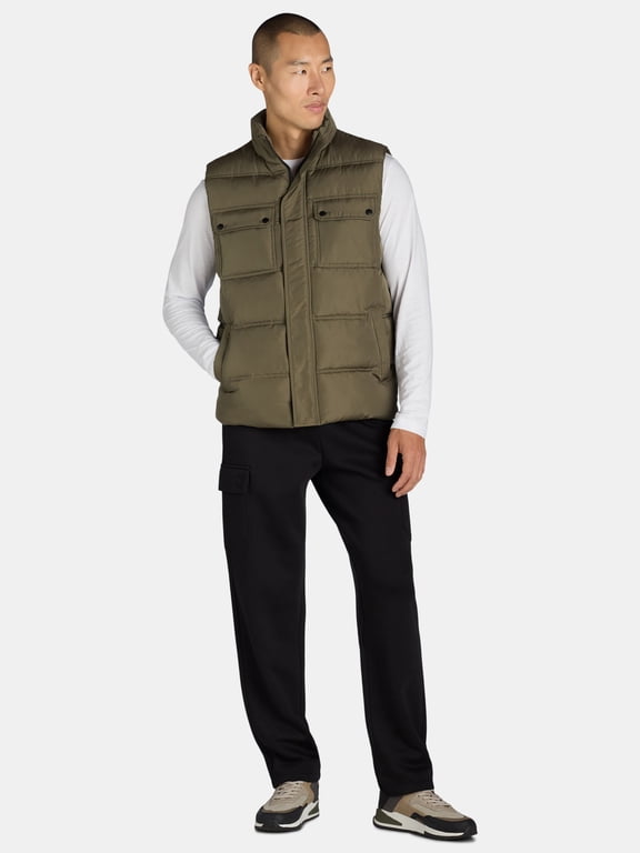 Men's Quilted Puffer Vest with Pockets, Sizes M-XXL