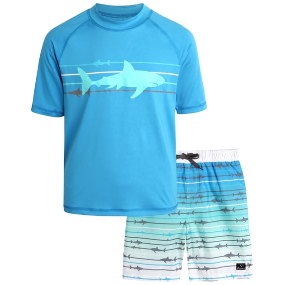Big Chill Rash Guard Short Sleeve Swimsuit Set (Boy's)