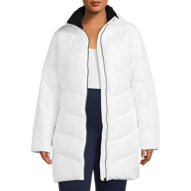 Big Chill Women's Chevron Quilted Puffer Jacket with Hood, Sizes 1X-3X