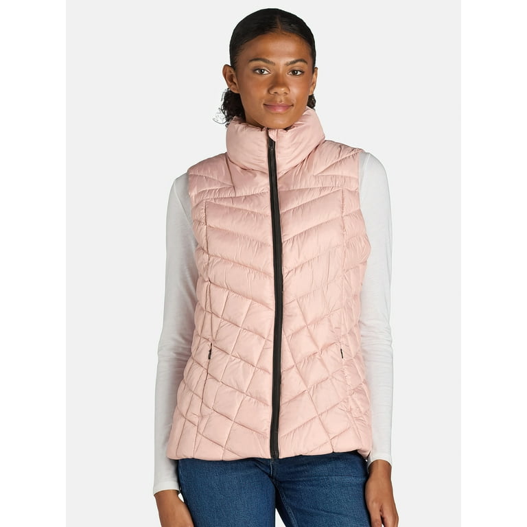 Zipper Bubble Vest Top Big Chill Women's Chevron Quilted Puffer