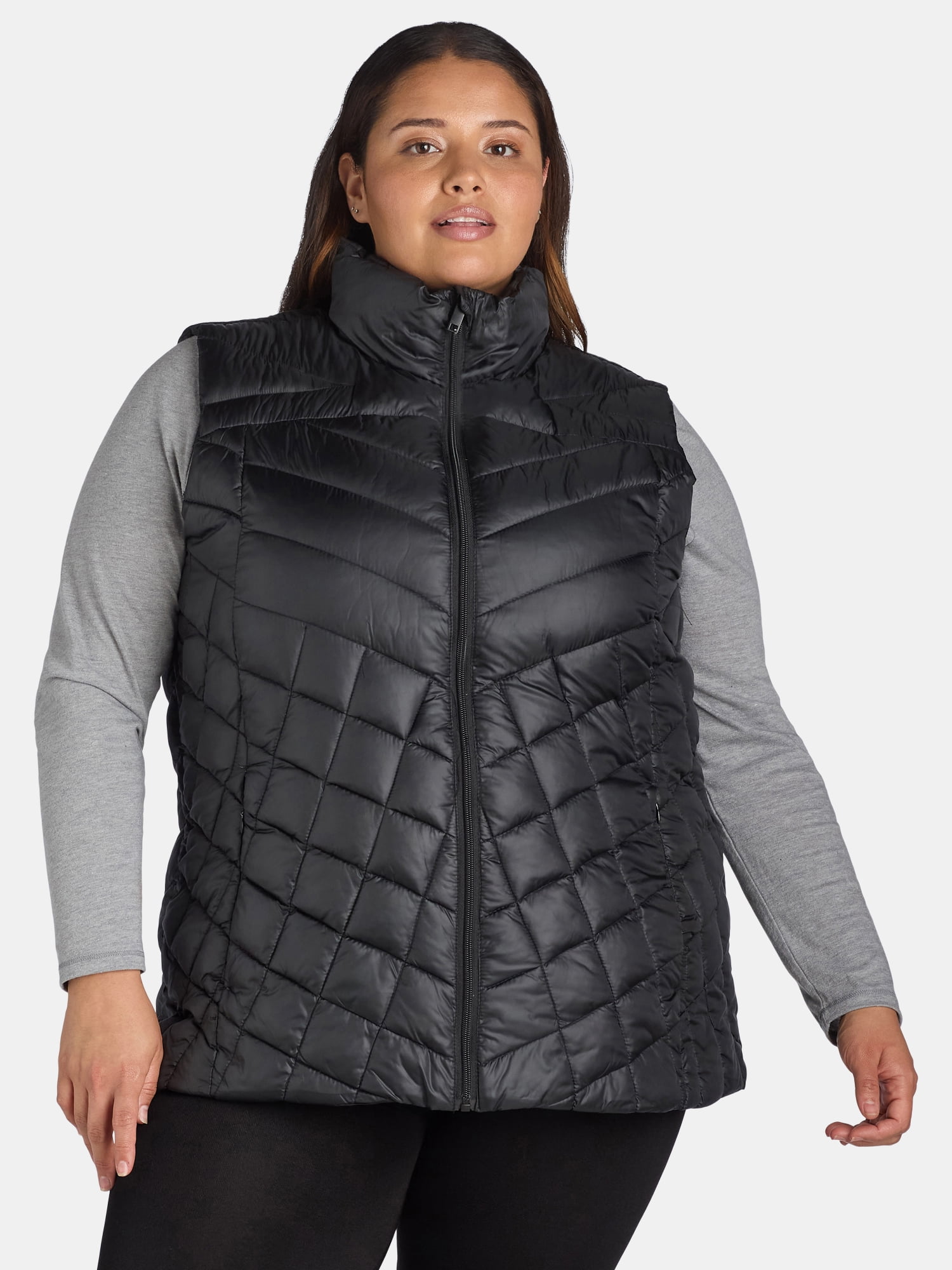 ダウンベスト No.0999 padding puffer VEST (3color) Big Chill Women's Chevron Quilted Puffer Vest, Midweight