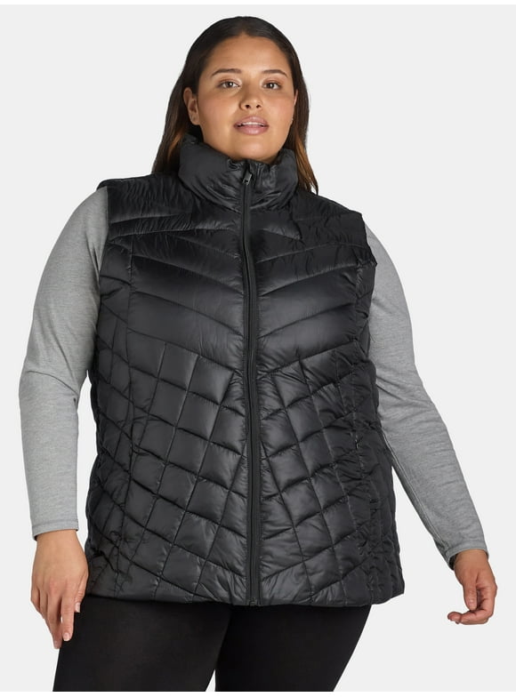 Women's Chevron Quilted Puffer Vest, Midweight, Sizes S-3X