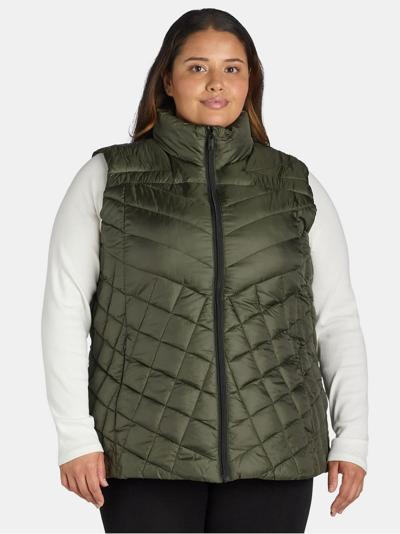 Chill Chevron Quilted Puffer Vest women's Plus Size