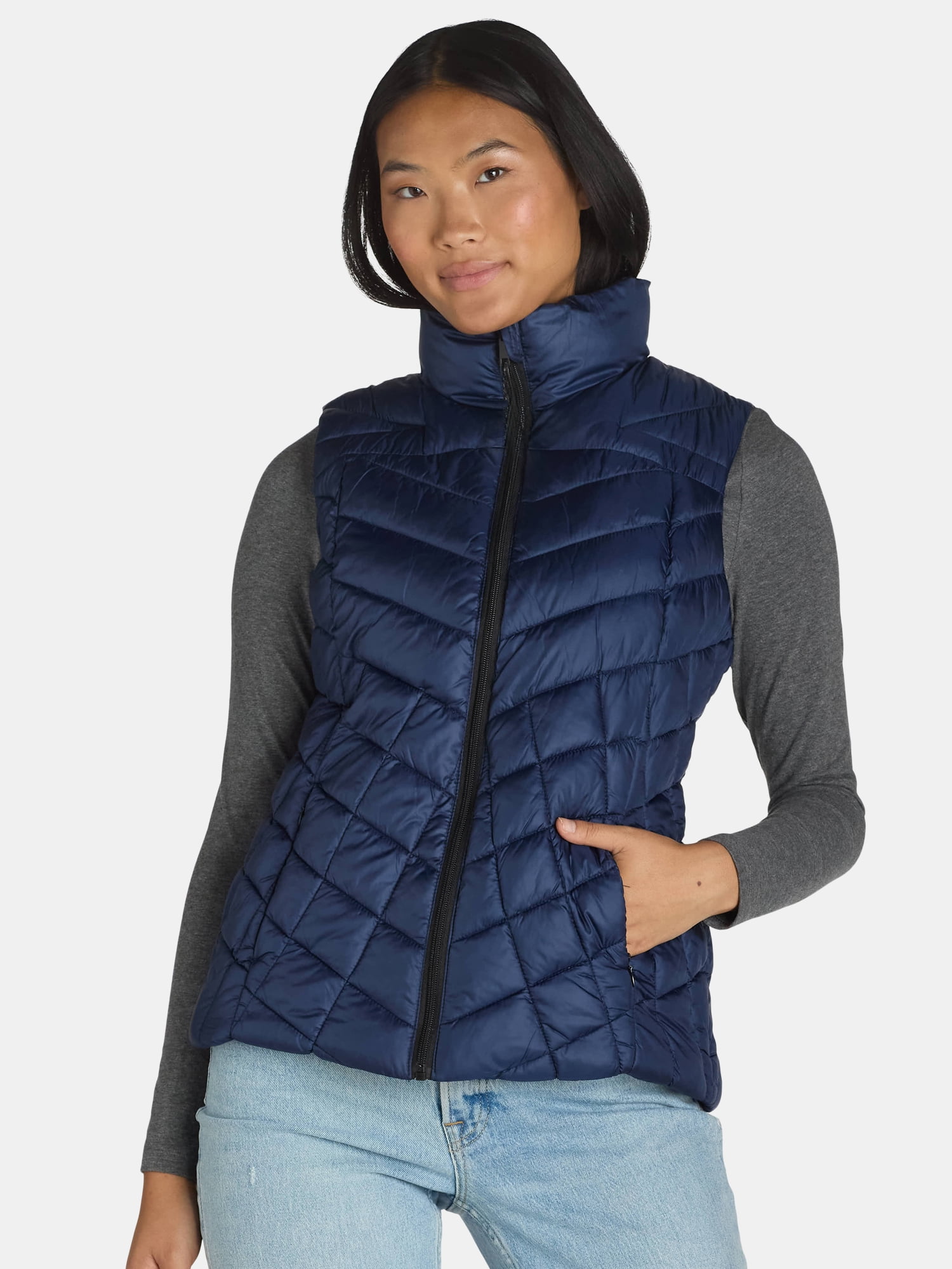 Big Chill Women's Chevron Quilted Puffer Vest, Midweight, Sizes S-3X