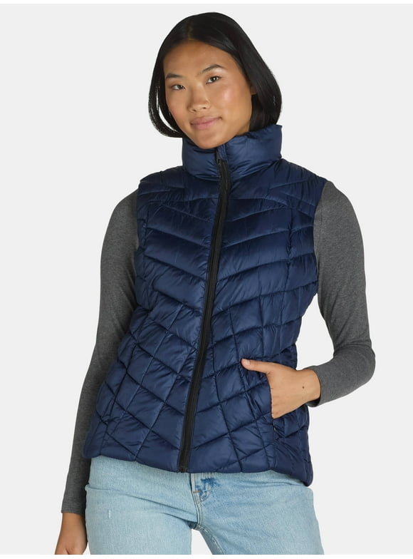 Women's Chevron Quilted Puffer Vest, Midweight, Sizes S-3X
