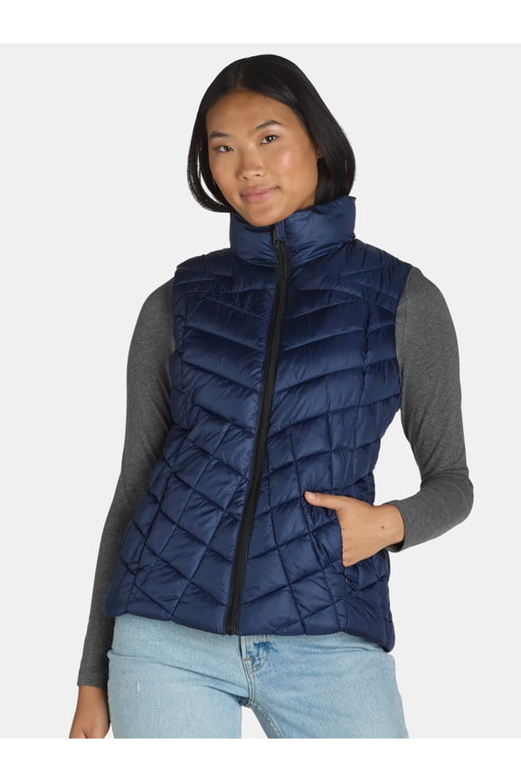 Women's Chevron Quilted Puffer Vest, Midweight, Sizes S-3X