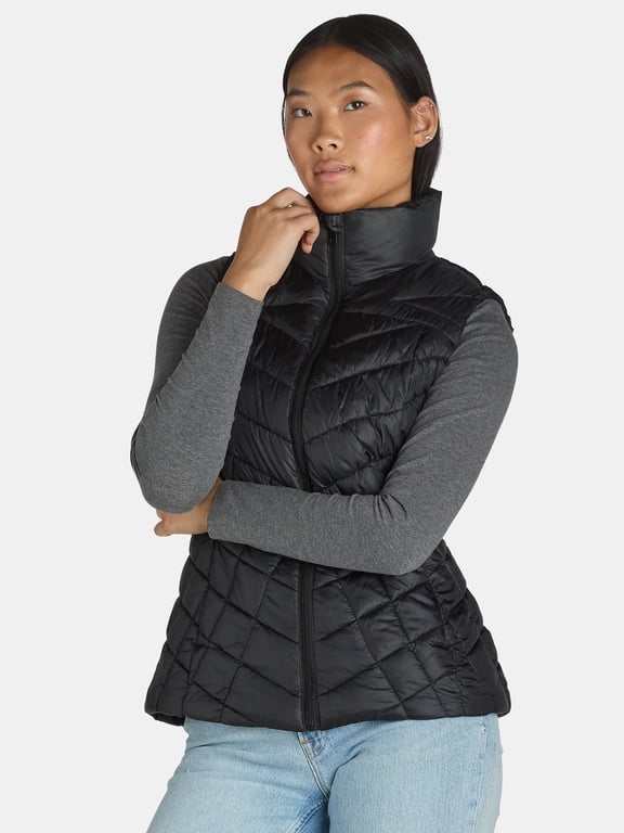 Women's Chevron Quilted Puffer Vest, Midweight, Sizes S-3X