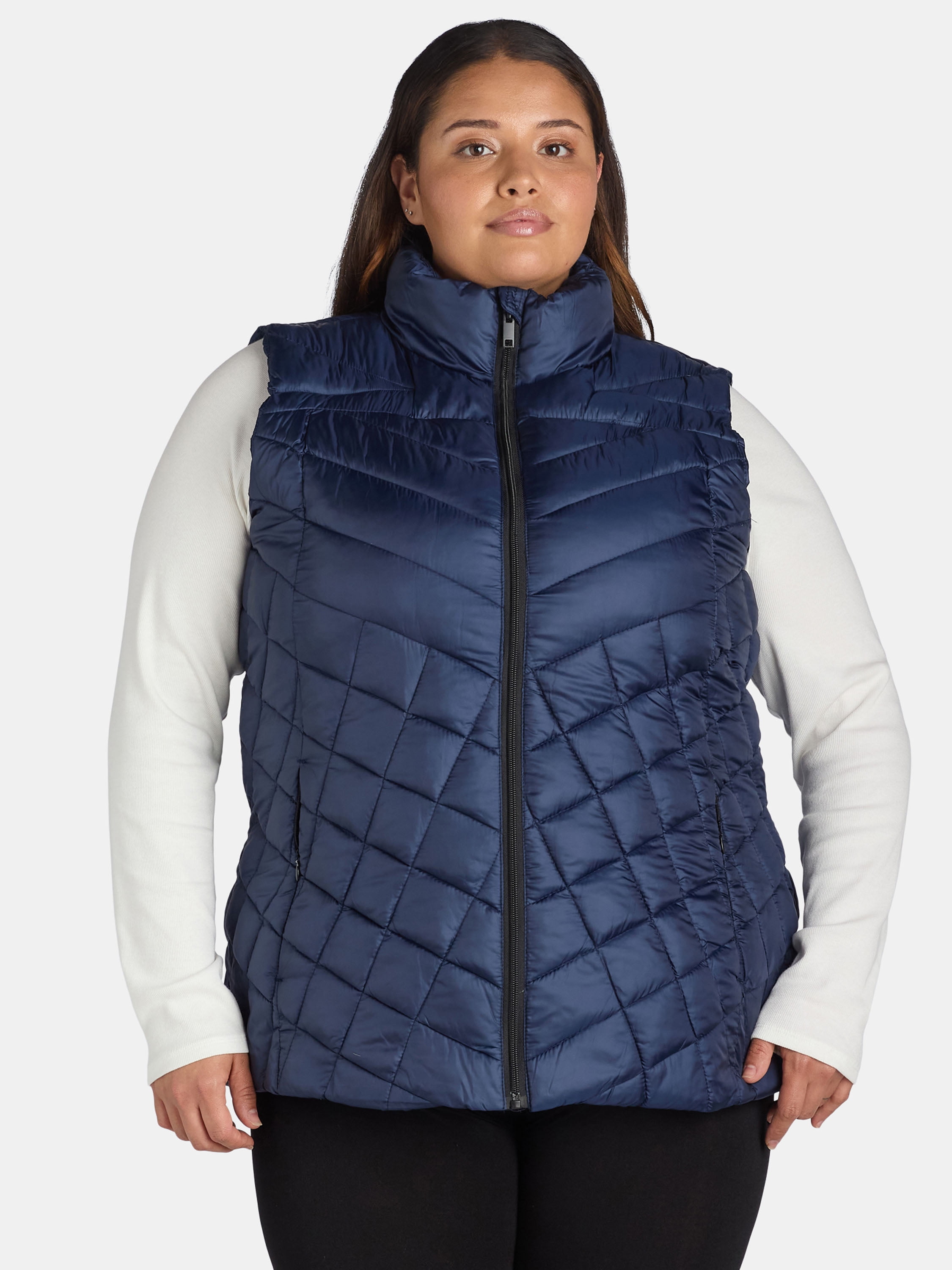 Big Chill Women's Chevron Quilted Puffer Vest, Midweight, Sizes S-3X