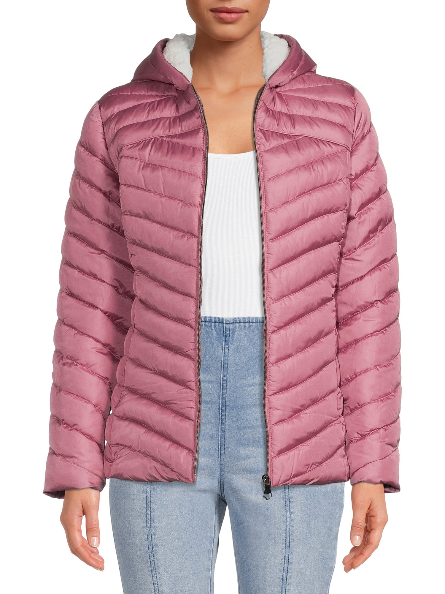 Big Chill Women s Hooded Chevron Down Blend Jacket Walmart