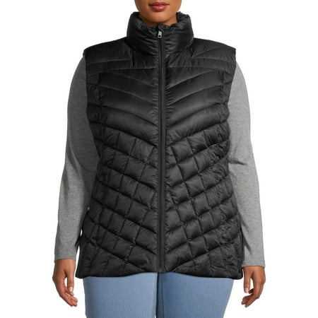 Big Chill Women's Plus Size Chevron Quilted Puffer Vest