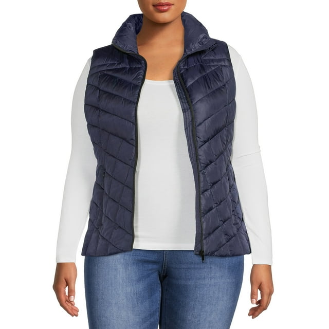 Big Chill Women's Plus Size Chevron Quilted Puffer Vest