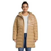 Big Chill Women's Plus Size Down Blend Long Tech Stretch Jacket with Hood