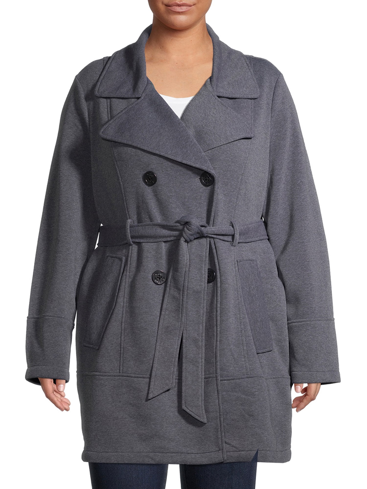fleece peacoat plus size
