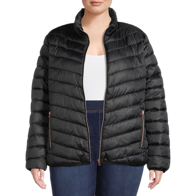 women's plus size packable puffer jacket