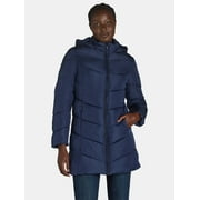 Big Chill Women's and Women's Plus Chevron Quilted Puffer Jacket with Hood, Sizes S-3X
