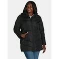 thumbnail image 1 of Big Chill Women's and Women's Plus Chevron Quilted Puffer Jacket with Hood, Sizes S-3X, 1 of 7