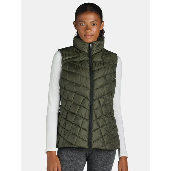 Big Chill Women's and Women's Plus Chevron Quilted Puffer Vest, Midweight, Sizes S-3X