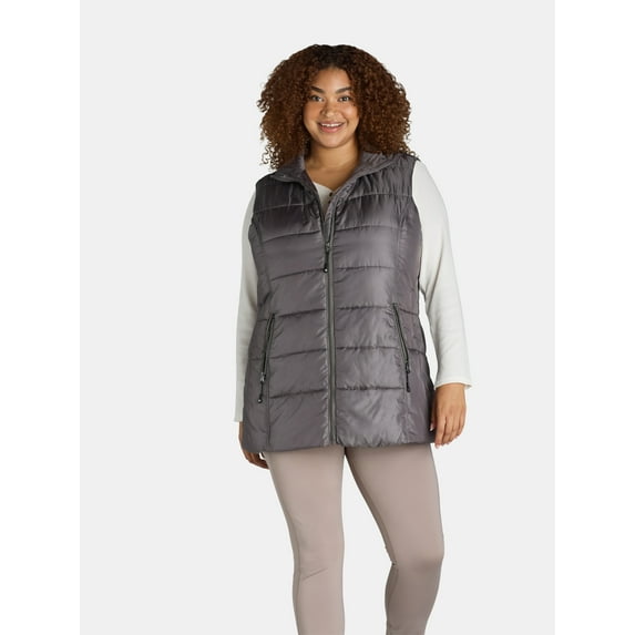 Big Chill Women's and Women's Plus Long Cire Puffer Vest, Sizes S-3X