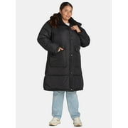 BIG CHILL Women's and Women's Plus Maxi Puffer Coat with Hood, Heavyweight, Sizes S-3X