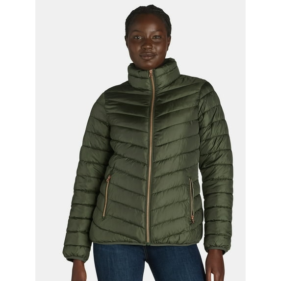 Big Chill Women's and Women’s Plus Packable Puffer Jacket, Midweight, Sizes S-3X